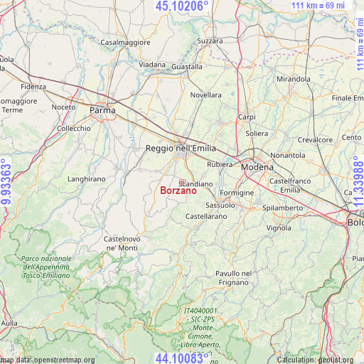 Borzano on map