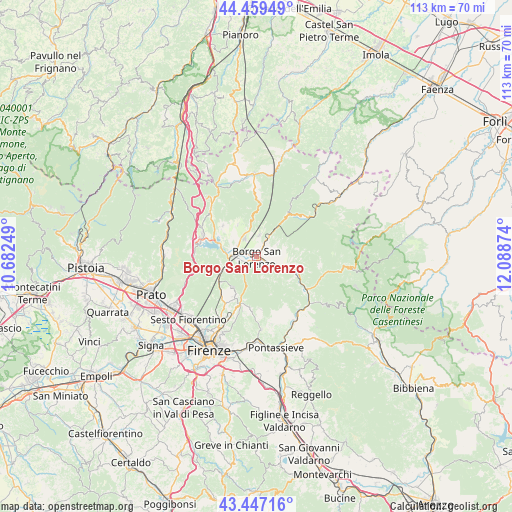 Borgo San Lorenzo on map