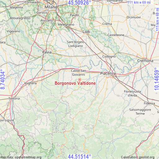 Borgonovo Valtidone on map