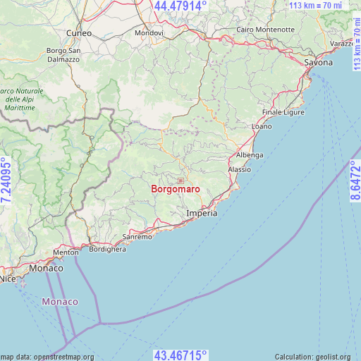 Borgomaro on map