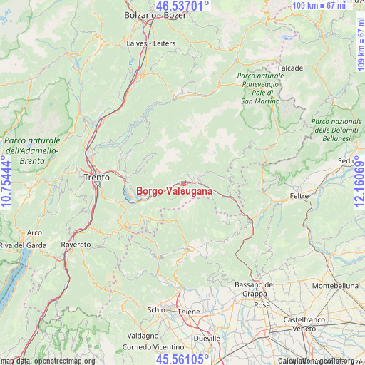 Borgo Valsugana on map