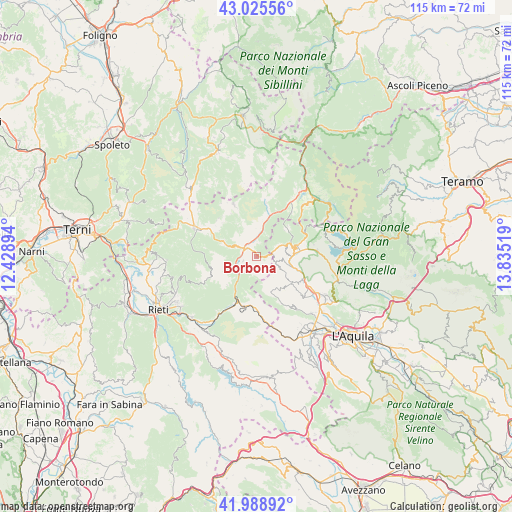 Borbona on map