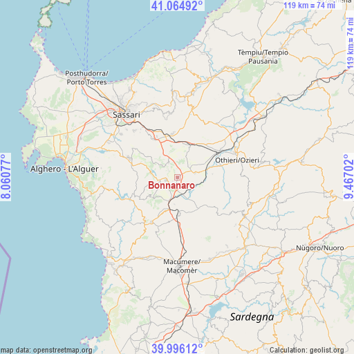 Bonnanaro on map