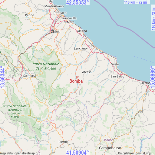 Bomba on map