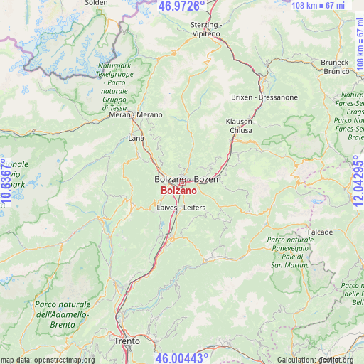 Bolzano on map