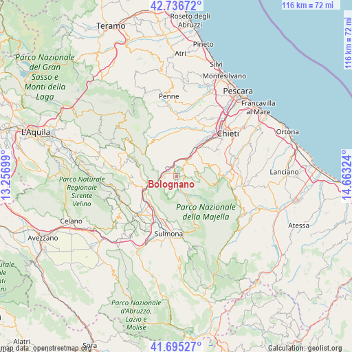 Bolognano on map