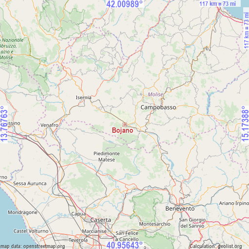 Bojano on map