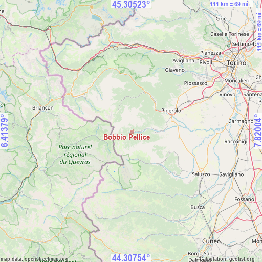 Bobbio Pellice on map