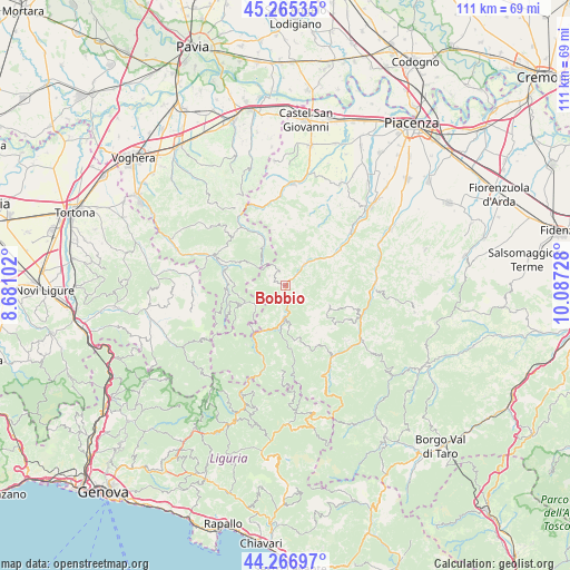 Bobbio on map