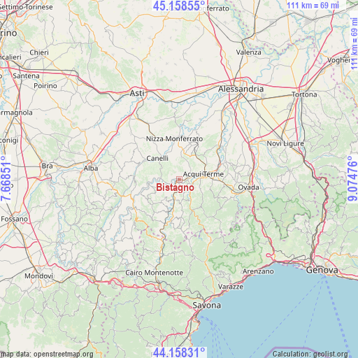 Bistagno on map