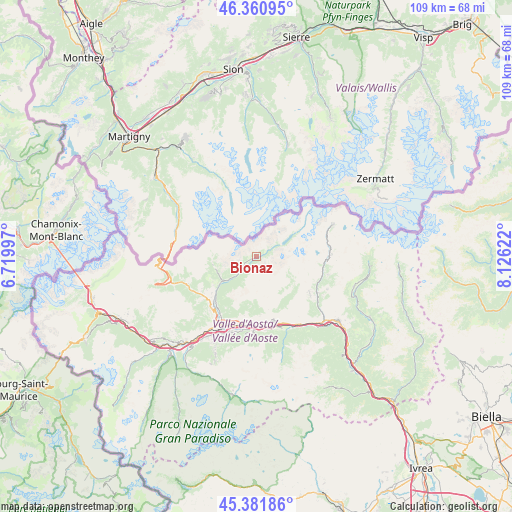 Bionaz on map