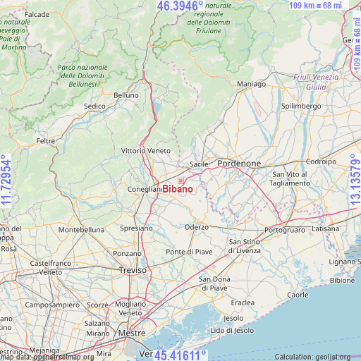 Bibano on map