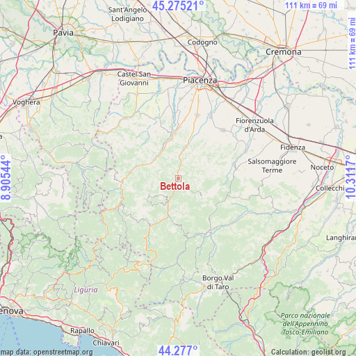 Bettola on map