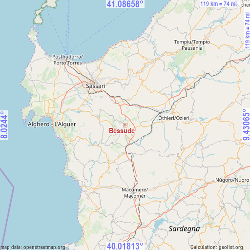 Bessude on map