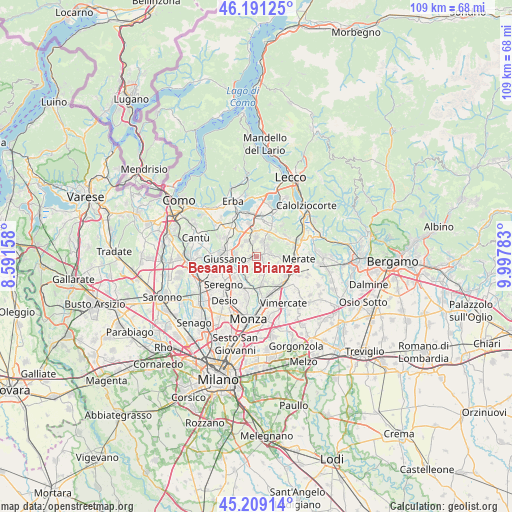 Besana in Brianza on map