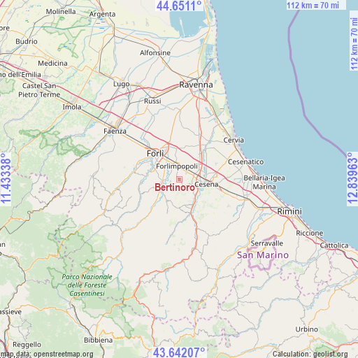Bertinoro on map