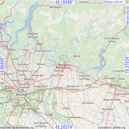 Bergamo on map