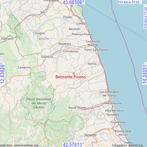 Belmonte Piceno on map