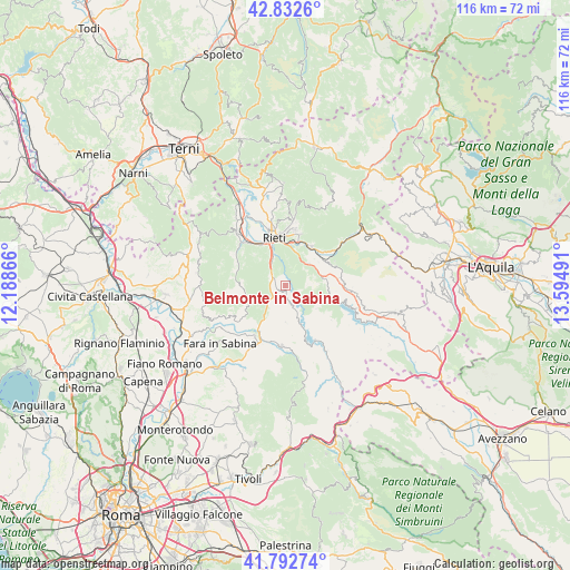 Belmonte in Sabina on map