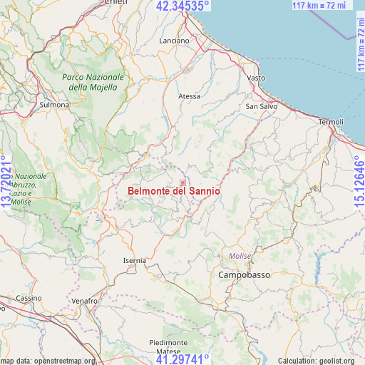 Belmonte del Sannio on map