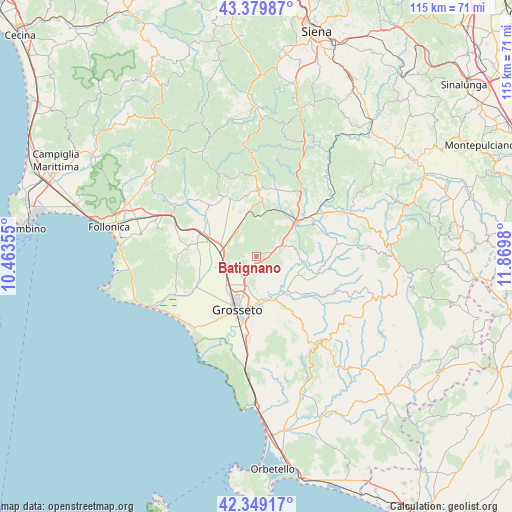 Batignano on map