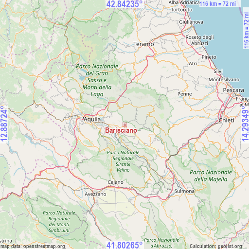 Barisciano on map