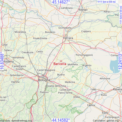 Baricella on map