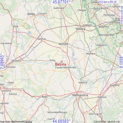 Balzola on map