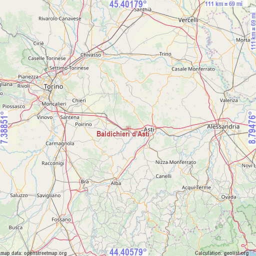 Baldichieri d'Asti on map