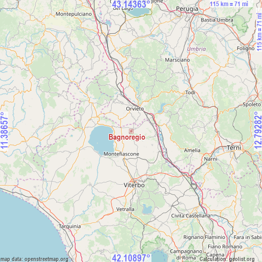 Bagnoregio on map