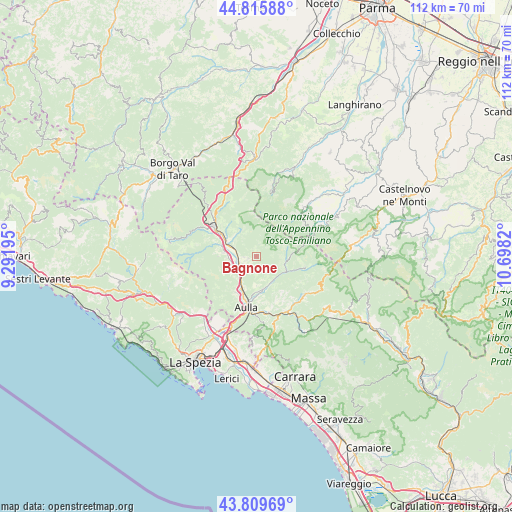 Bagnone on map