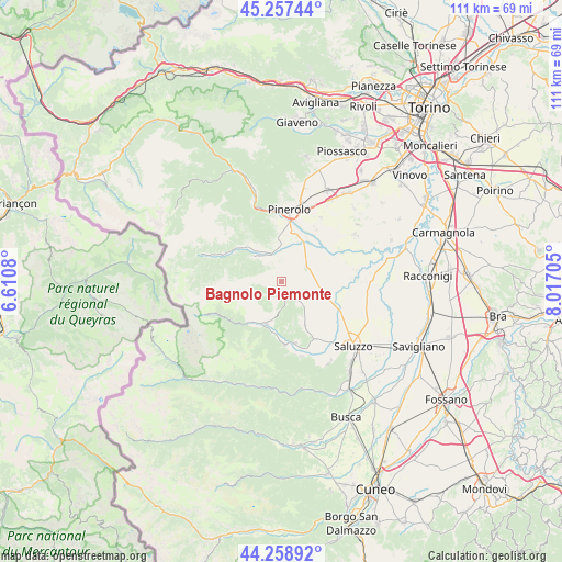 Bagnolo Piemonte on map