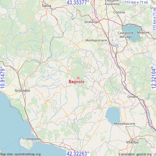 Bagnolo on map