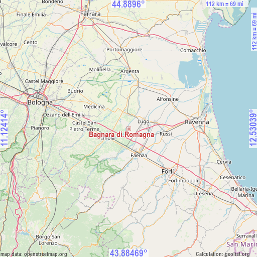 Bagnara di Romagna on map