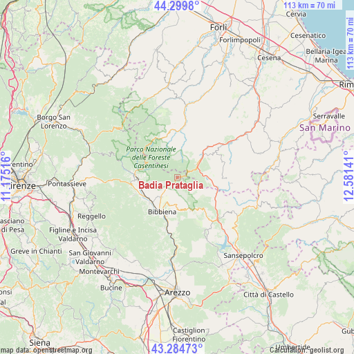 Badia Prataglia on map