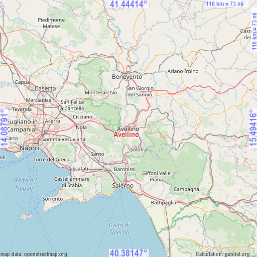 Avellino on map
