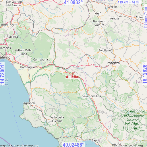 Auletta on map