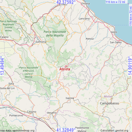 Ateleta on map