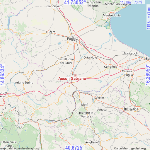 Ascoli Satriano on map