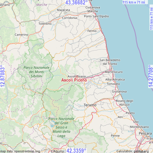 Ascoli Piceno on map