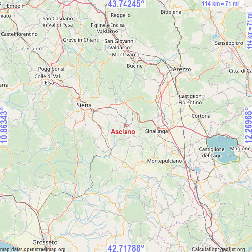 Asciano on map