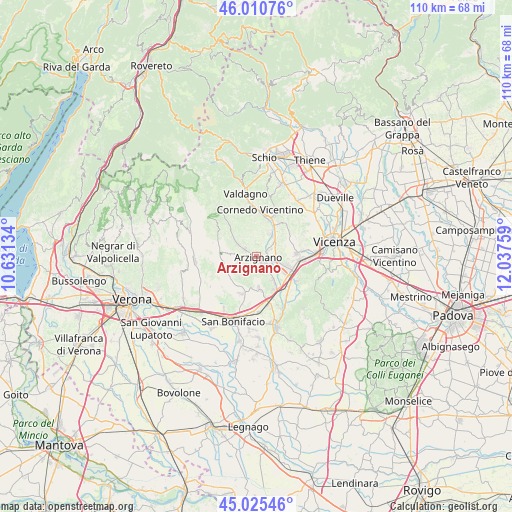 Arzignano on map