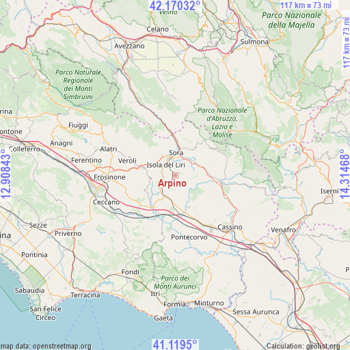 Arpino on map