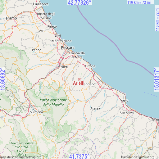 Arielli on map