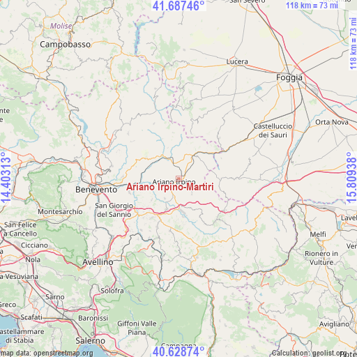 Ariano Irpino-Martiri on map