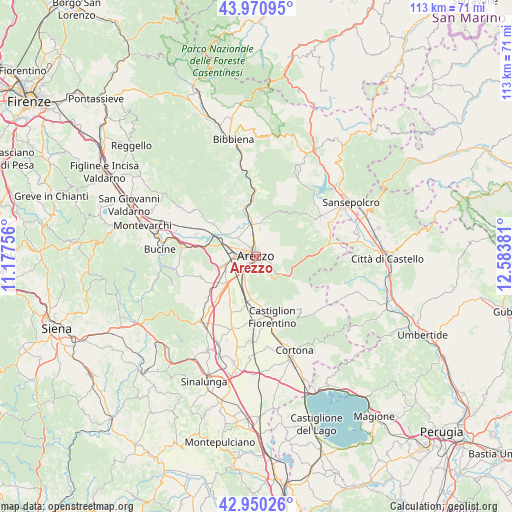 Arezzo on map