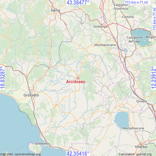 Arcidosso on map