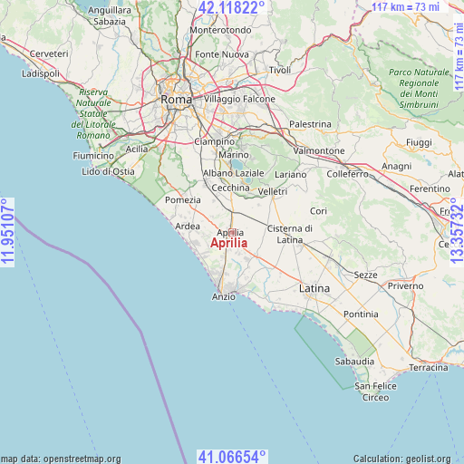 Aprilia on map