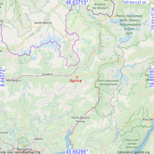 Aprica on map