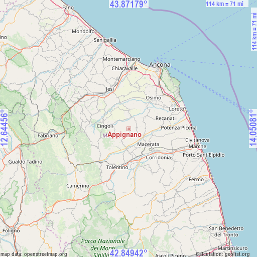 Appignano on map